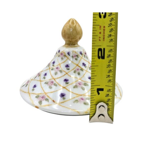 Hand-Painted Floral Porcelain Trinket Box With Gold Accents & Lid - Picture 9 of 15